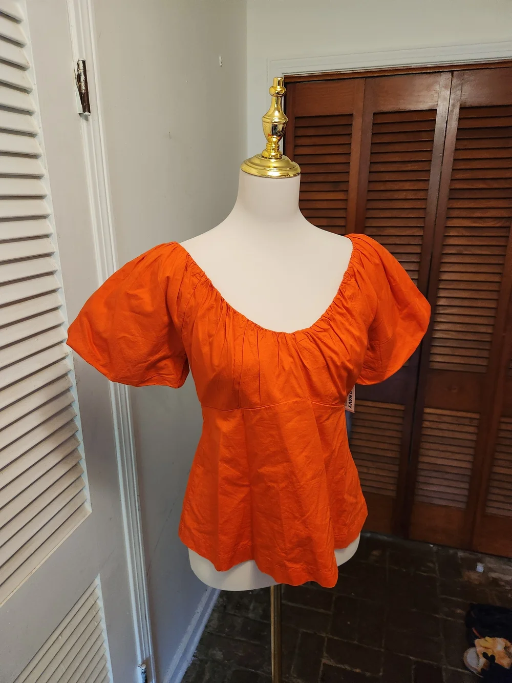 Old Navy Orange Puff-Sleeve Scoop Neck Blouse
